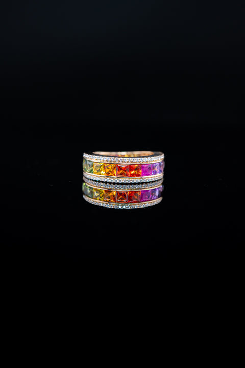 14K Yellow Gold Sapphire & Diamond Ring – 3.03ct Sapphires / 0.27ctw Natural Diamonds