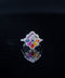 14K White Gold Rainbow Flower Sapphire & Diamond Ring Size 7