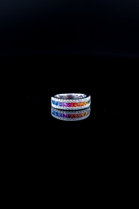 14K White Gold Sapphire & Diamond Ring – 1.24ct / 0.43ctw