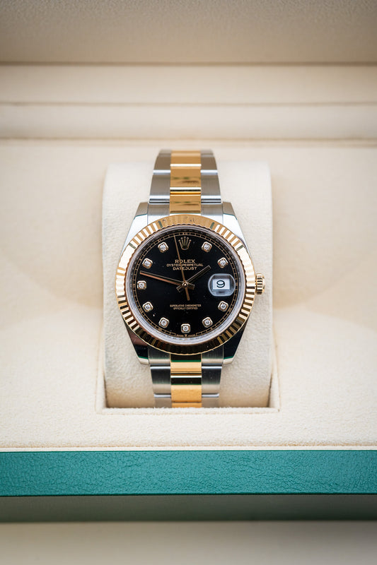 2024 Rolex Datejust 41 Black Dial Two-Tone Oyster Diamond Markers – Mint Complete Set
