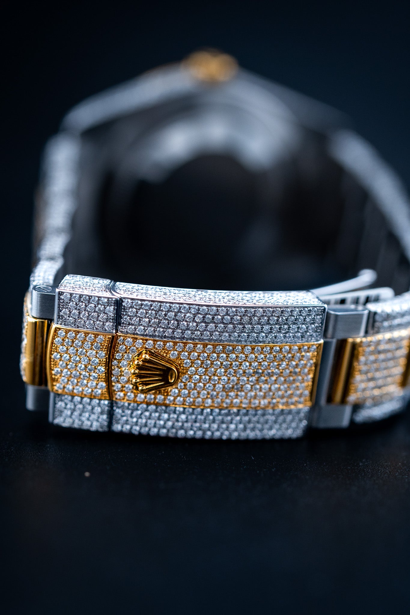 Brand New Rolex Datejust 41 – Two-Tone Yellow Gold – Fully Iced Out – Ref. 126300– Watch & Card