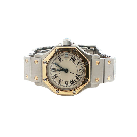Cartier Santos Octagon LM W2001583 SS/K18YG Ivory Dial Quartz