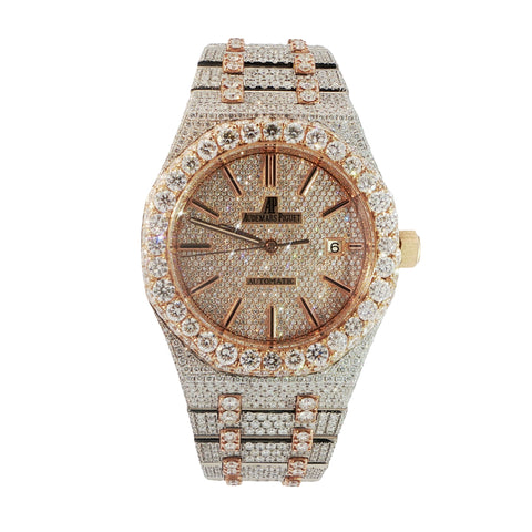 Audemars Piguet Royal Oak 37mm – Two-Tone Rose Gold – Natural Aftermarket Diamond Iced Out