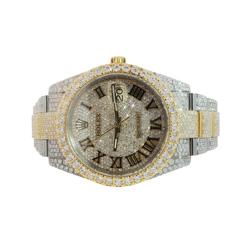 Brand New Rolex Datejust 41 – Two-Tone Yellow Gold – Fully Iced Out – Ref. 126300– Watch & Card