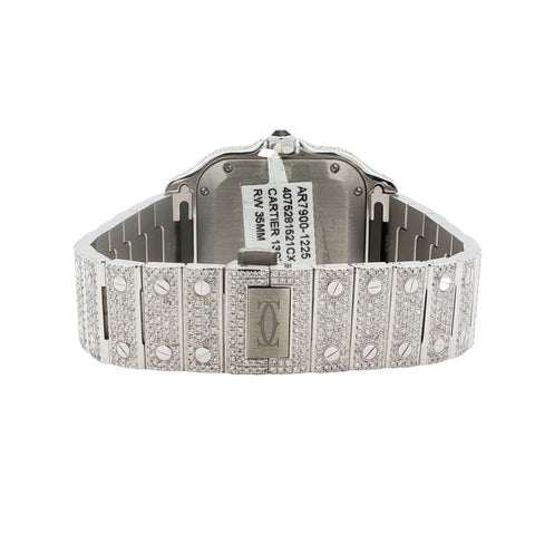 Brand New Cartier Santos Medium – Two-Tone Rose Gold – Fully Iced Out – 13.00 CTW Natural VS Diamonds – Complete Set