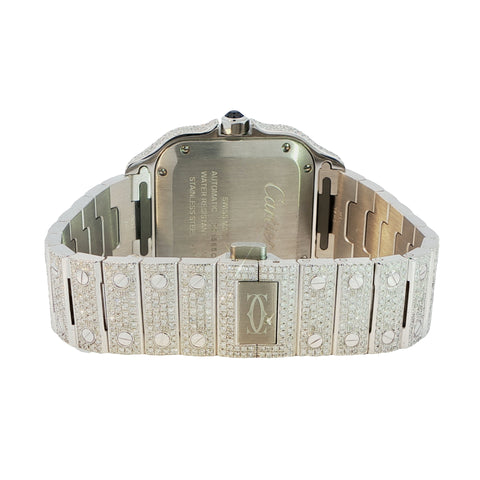 Brand New Cartier Santos Medium – Two-Tone Yellow Gold – Fully Iced Out – 13.00 CTW Natural VS Diamonds – Complete Set