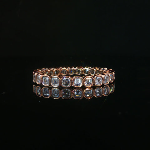 10K Rose Gold Asscher Cut Diamond Eternity Band