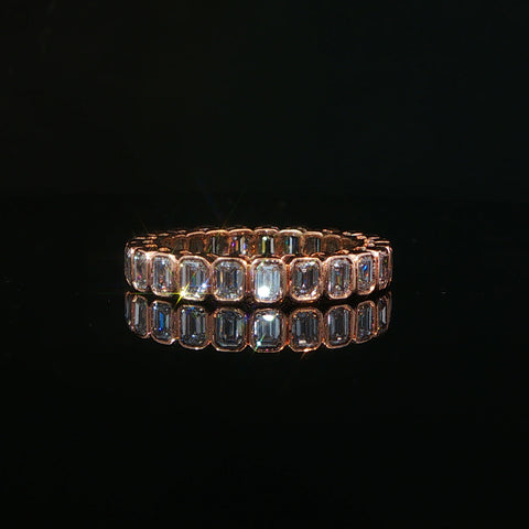 10K Rose Gold Emerald Cut Diamond Eternity Band