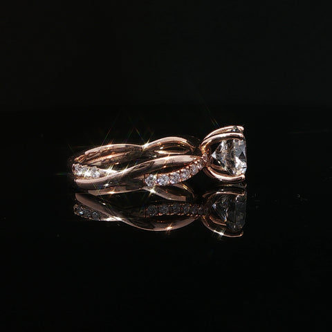 14K Rose Gold Round Cut Diamond Engagement Ring