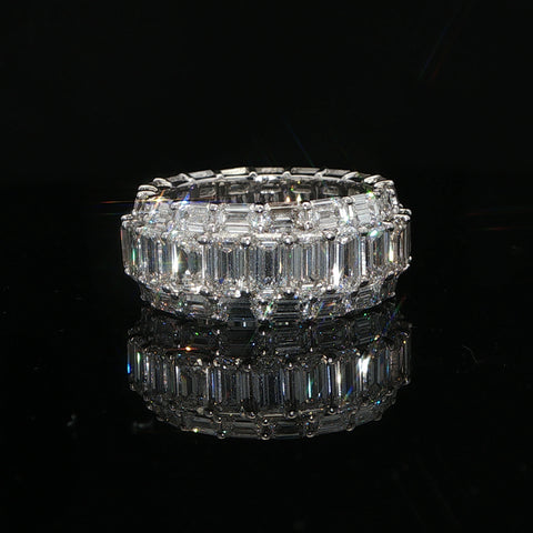 10K White Gold Emerald Cut Diamond Men's Eternity Band