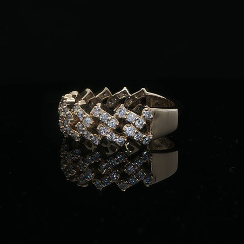 10K Yellow Gold Diamond Cuban Monaco Ring