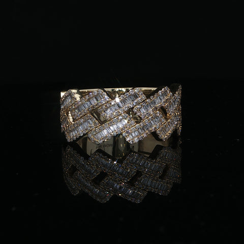 10K Yellow Gold Diamond Monaco Cuban Men's Ring