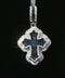10K White Gold Sapphire & Diamond Ornate Cross Pendant