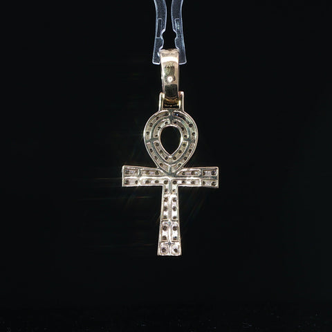 10K Yellow Gold Diamond Ankh Pendant