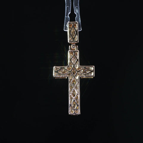 14K Yellow Gold Diamond Cross Pendant