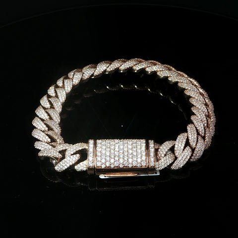 10K Rose Gold Diamond Cuban Bracelet