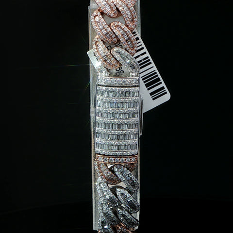 10K Two-Tone Rose & White Gold Cuban Bracelet