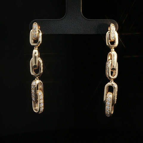 14K Yellow Gold Diamond Link Earrings