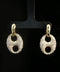14K Yellow Gold Diamond Puff Link Dangle Earrings