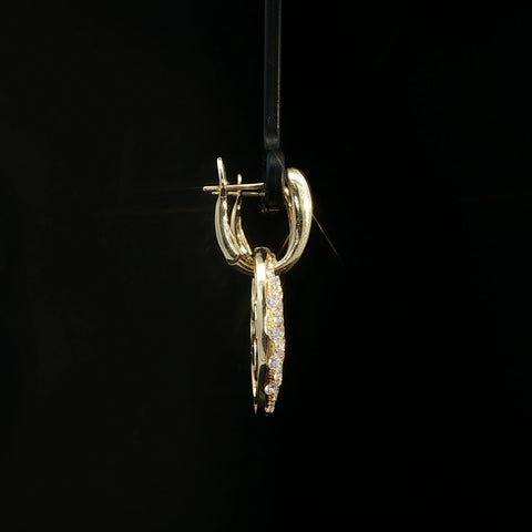 14K Yellow Gold Diamond Puff Link Dangle Earrings