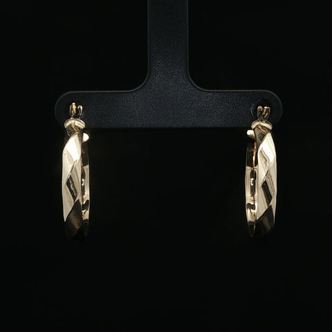 14K Yellow Gold Geometric Hoop Earring
