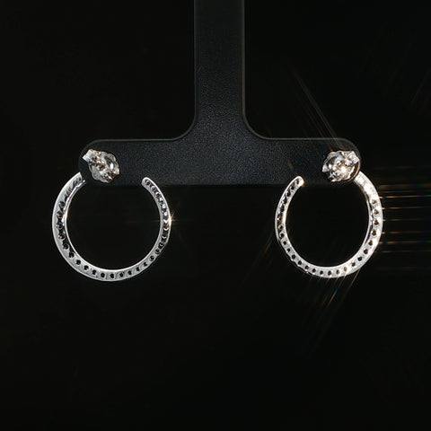 10K White Gold Diamond Front Hoop Earrings