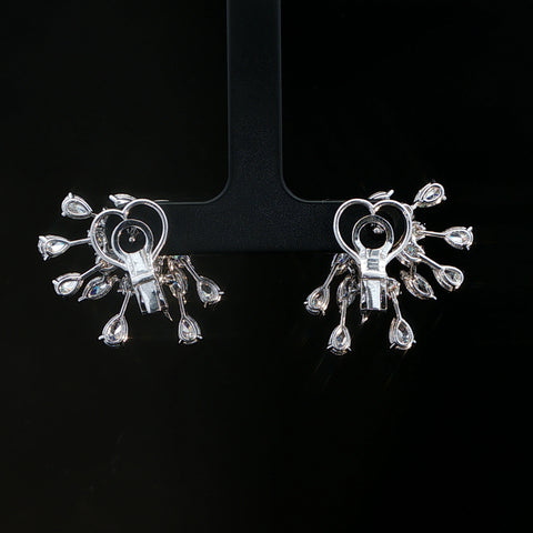 14K White Gold Diamond Branch Earrings