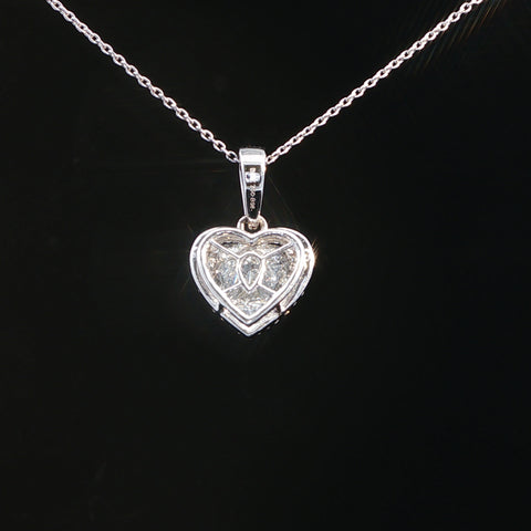18K White Gold Heart Shaped Lab Diamond Necklace