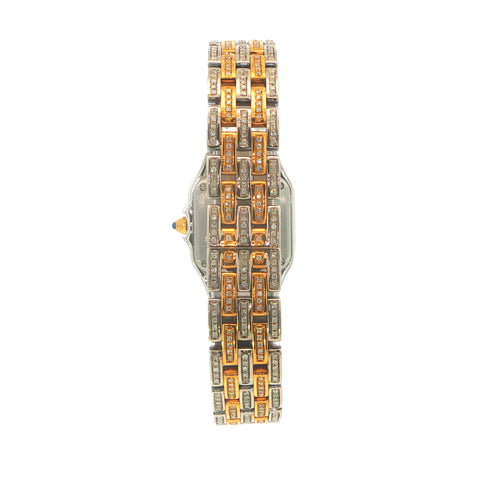 Custom Iced Out Two-Tone Yellow Gold Vermeil Cartier Panthere Small