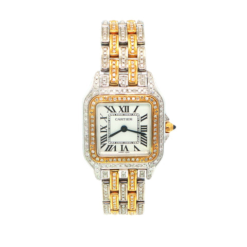 Custom Iced Out Two-Tone Yellow Gold Vermeil Cartier Panthere Medium