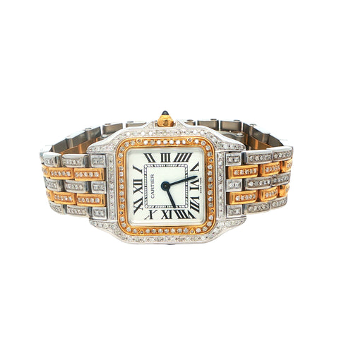 Custom Iced Out Two-Tone Yellow Gold Vermeil Cartier Panthere Medium