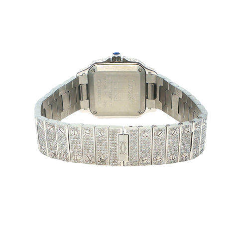 Custom Iced Out Stainless Steel Cartier Santos Small