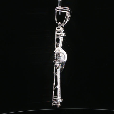 10K White Gold Diamond Ribbon Cross Pendant