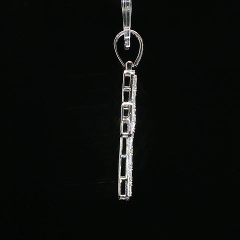 14K White Gold Baguette Diamond Cross Pendant