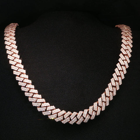 10K Rose Gold Diamond Monaco Cuban Chain