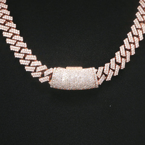 10K Rose Gold Diamond Monaco Cuban Chain