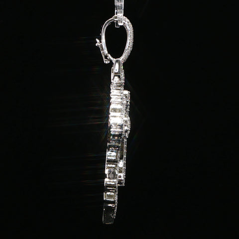 10K White Gold Diamond Gothic Cross Pendant