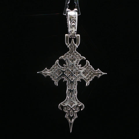 10K White Gold Diamond Gothic Cross Pendant