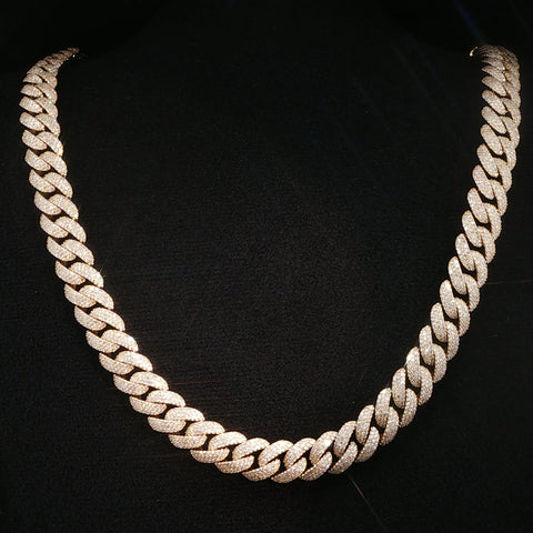 10K Yellow Gold Diamond Cuban Chain