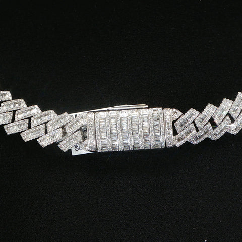10K White Gold Diamond Monaco Cuban Chain