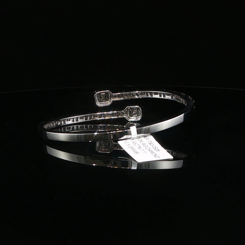 10K White Gold Diamond Stacking Square Bangle