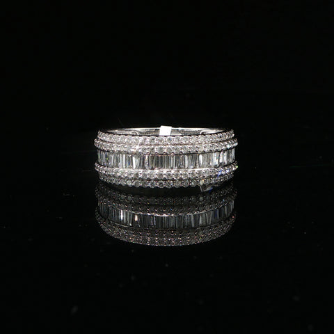 10K White Gold Diamond Five Row Ring Size 10