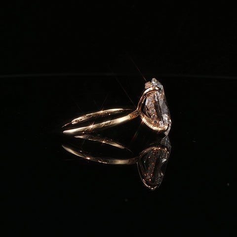 14K Yellow Gold Oval Cut Diamond Engagement Ring