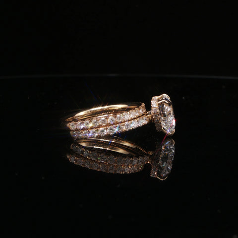 14K Yellow Gold Heart Diamond Engagement Ring Stack