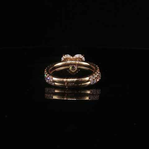 14K Yellow Gold Heart Diamond Engagement Ring Stack