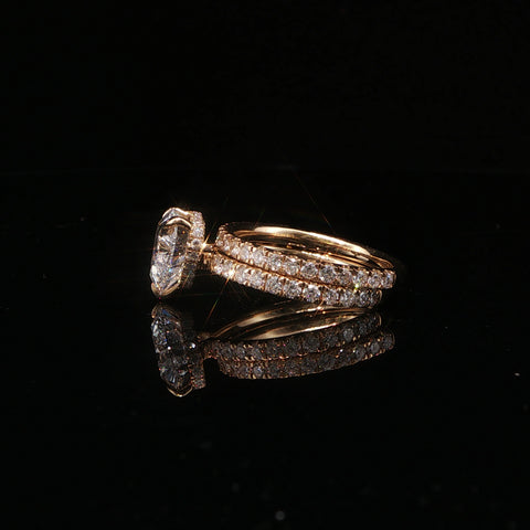 14K Yellow Gold Heart Diamond Engagement Ring Stack