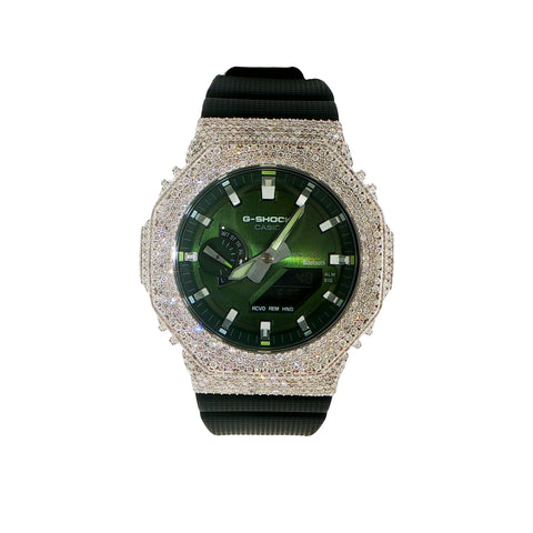 Custom Iced Out G-Shock | Green Dial | Black Strap