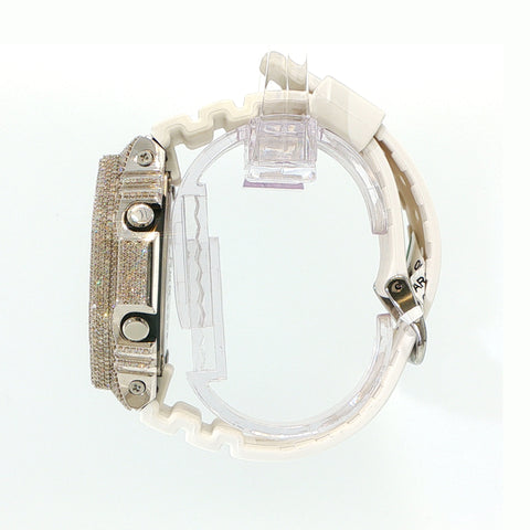 Iced Out G-Shock | Blue Glass | White Strap