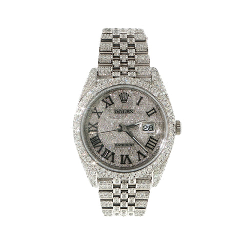 Rolex Datejust 41 ref. 126300 with full diamond-set case, bezel, dial, and Jubilee bracelet