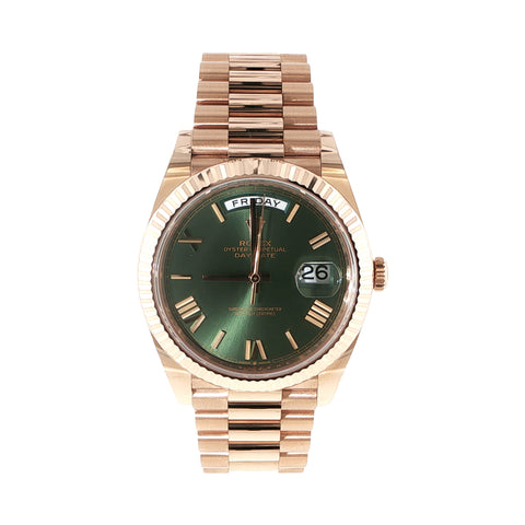 2026 Rose Gold Rolex Day-Date | Olive Dial | Ref. 228235